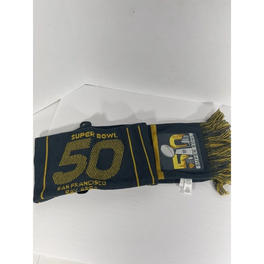 Super Bowl 50‎ Broncos Panthers Scarf San Francisco Bay Area Gray Yellow NEW